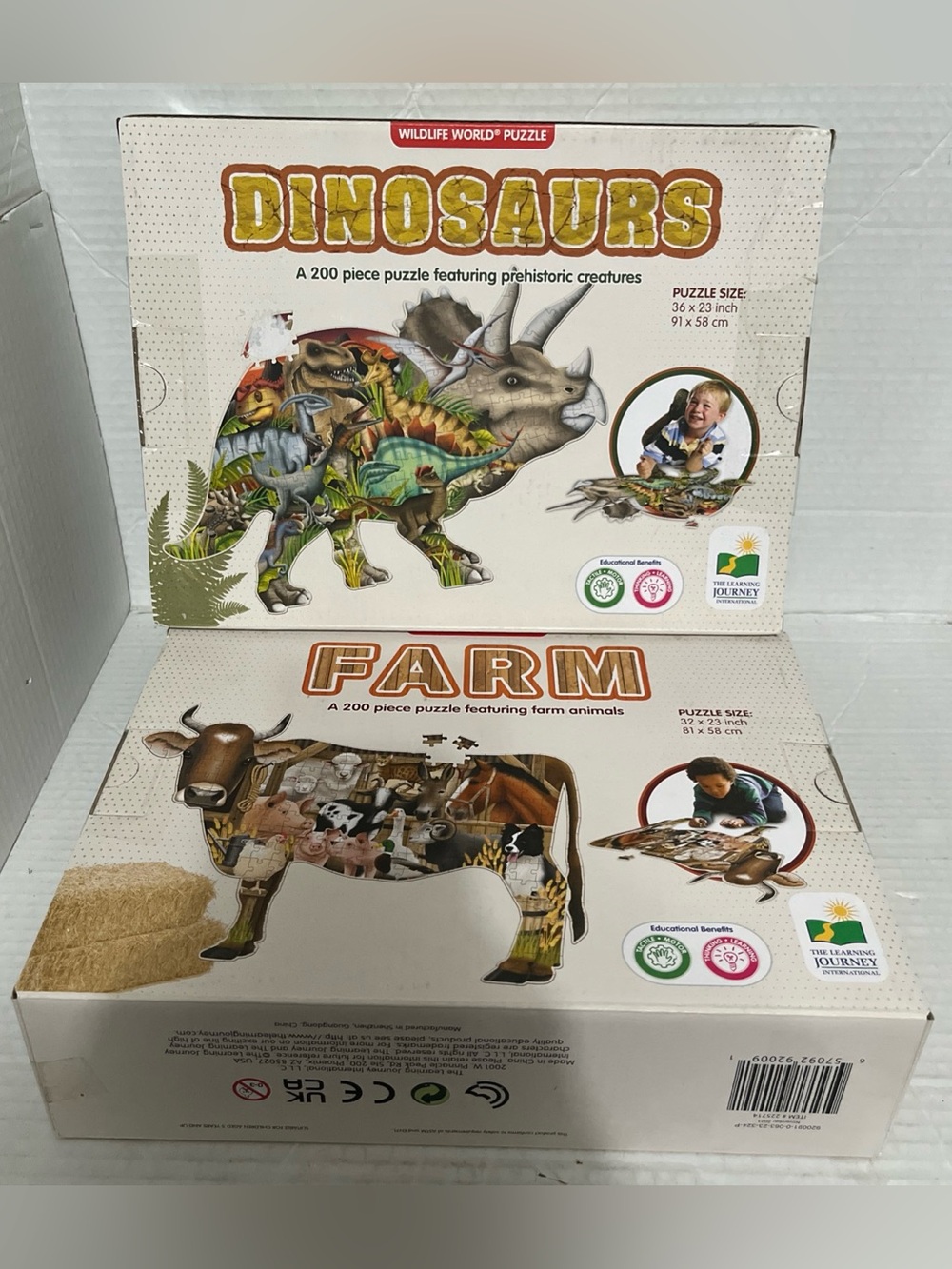 Dinosaur & Farm Puzzle Dinosaur Shape 200pc Wildlife World The Learning Journey